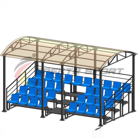 Купить Трибуна для зрителей 4 ряда на 34 места с навесом и перилами в Азнакаеве 